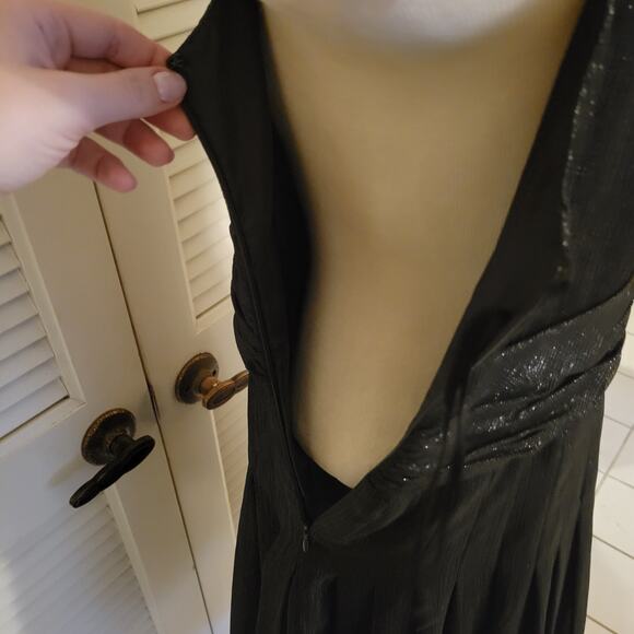 Evan-Picone Black Metallic Halter Midi Dress Size 4 Cocktail Party Formal - Picture 7 of 8